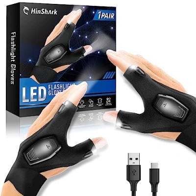 Image of Hinshark Gifts for Men, LED Gloves with Lights Fishing Men Who Have Everything, Dad, Birthday Him Gadgets Men&#039;s Christmas Stocking Fillers