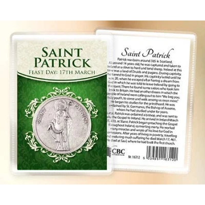 Image of Saint Patrick pocket token medal keepsake and Prayer Card