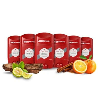 Image of Old Spice Original Deodorant Stick For Men, Aluminium Free, Long Lasting Perfume Quality Scent, 48H Fresh, Invisible on Black &amp; White, Multipack 6 x 50ml