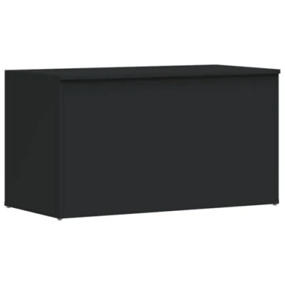 Image of vidaXL Storage Chest Modern Household Furniture Accessories Space Bedding Blanket Box Cabinet Trunk Container Unit Chipboard Black