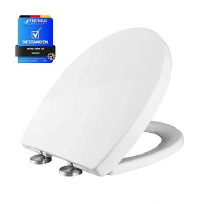 Image of Ibergrif Soft Close Toilet Seat White, O Shape Quick Release with Adjustable Hinges, Top Fixing M41002