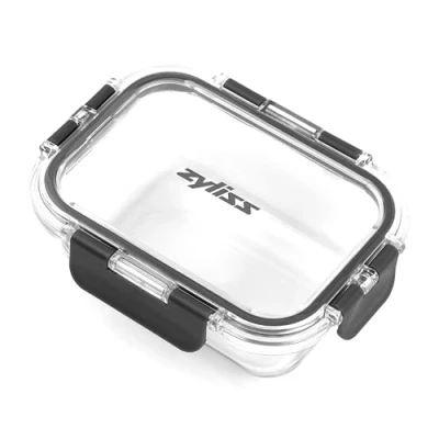 Image of Zyliss E981063 370ml Glass Container, Shatterproof Glass, Airtight Food Storage Box with Sealable Lid, Microwave Safe, BPA Free, Freezer Fridge Storage, 16cm x 12cm 5cm