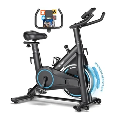 Image of Exercise Bike, Adjustable Magnetic Resistance Brake Spin Bikes Equipment for Home Use, Stationary Bike with Digital Monitor &amp; Tablet Holder, Upgraded Seat Cushion, 180KG Weight Capacity