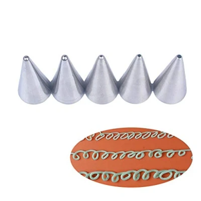 Image of DUORUI 5pcs Icing Piping Nozzle Tips Stainless Steel Small Round Hole Shape for Cream Cake Writing Outlining Decorating Cupcake Fondant
