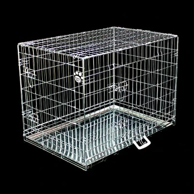 Image of Cozy Pet Dog Cage 36&quot; Silver Metal Tray Folding Puppy Crate Cat Carrier DC36S. (We do not ship to Channel Islands or IOW.)