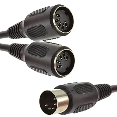 Image of 5 Pin MIDI DIN Y Splitter Cable Adapter 1 x Male Plug to 2 Female Sockets 20cm