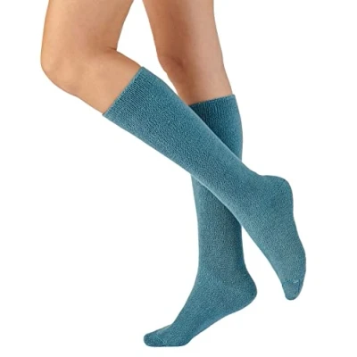 Image of Damart Women&#039;s Chaussettes Maille Jersey bouclette Thermolactyl Casual Socks, BLEU Grise, Normal