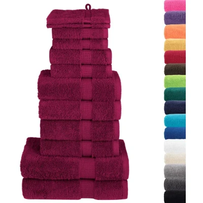 Image of vidaXL 12 Piece Premium Towel Set SOLUND Bordeaux 600 gsm