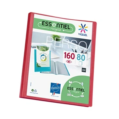 Image of Viquel A4 160 Pockets Display Book Customisable Binding Smooth Clear Recycled Essential Red