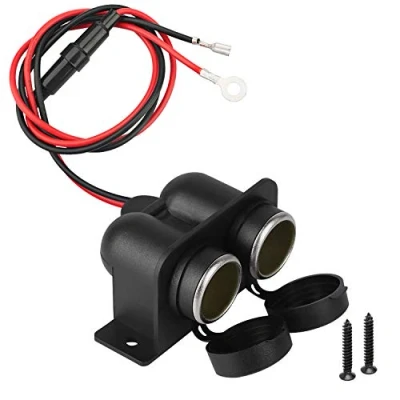 Image of Cigarette Lighter Socket, Waterproof and dustproof for 12V Car Truck ATV Rv Boat Motorcycle Motorbike with Fuse &amp; Mounting Screws