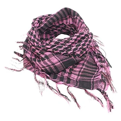Image of HshDUti Desert Shemagh Scarf Stylish Versatile Fashion for Men &amp; Women Plaid Military Tactical/Desert Keffiyeh Wrap Pink