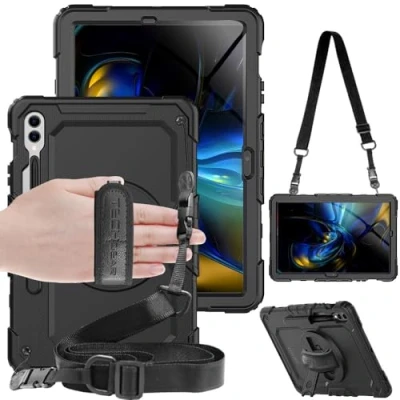 Image of TECHGEAR UTILITY Case fits Samsung Galaxy Tab S9 FE Plus (S9 FE+) 12.4&quot; (SM X610 / SM X616) Tough Rugged HEAVY DUTY Armour Shockproof with S Pen Holder, 360 Stand, Hand &amp; Shoulder Strap