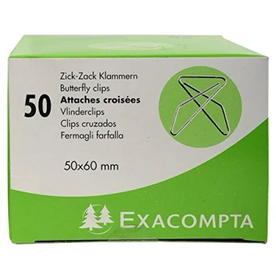 Image of Exacompta Ref 14766E Large Cross Ties (Pack of 50) 50 x 60mm Clips, Made from Metal Suitable for Temporarily Binding Documents Without Damaging Them