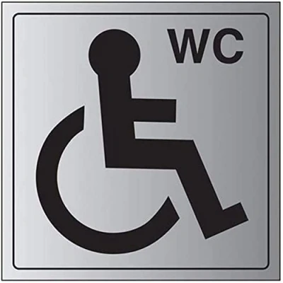 Image of V Safety General Door Disabled WC Sign 200mm x Self Adhesive Alu Effect