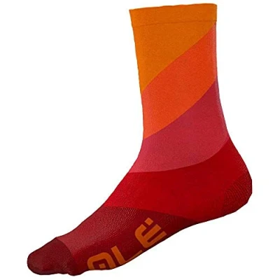Image of Alé Cycling Unisex Diagonal Digitopre Q Skin 16cm Socks, Red, Medium (EU 40 43)