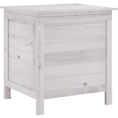 Image of vidaXL Solid Wood Fir Garden Storage Box White Outdoor Cushion Holder with Ample Space and Ventilated Bottom for Deck, Patio,