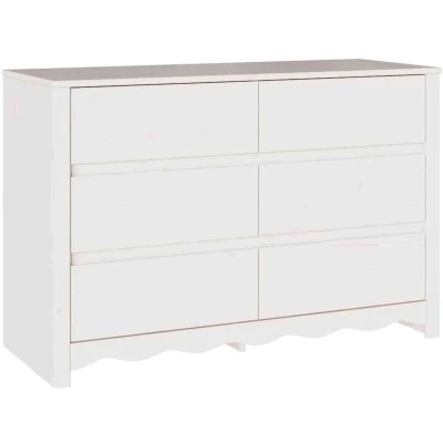 Image of vidaXL Chest of Drawers &quot;DRAMMEN&quot; White 111x43x73,5 cm Solid Wood Pine