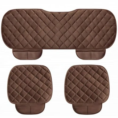 Image of HONCENMAX Soft Car Seat Cover, Plush Cushion Pad Mat Protector for Auto, Universal Sedan Hatchback SUV, Interior Accessories 2 Front Covers &amp; 1 Rear Cover
