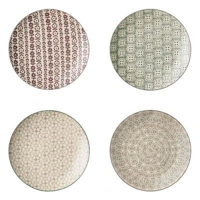 Image of Bloomingville Karine Plates Grey Green Purple Ceramic Set of 4 20 cm