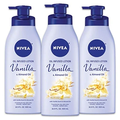 Image of NIVEA Oil Infused Body Lotion Vanilla and Almond Oil, 16.9 Fluid Ounce (Pack of 3)
