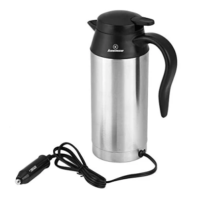 Image of 12V 750ML Electric Car Kettle Portable Stainless Steel Cigarette Lighter Heating Drinking Cup Mug Travel Thermoses for Water Coffee Milk Tea