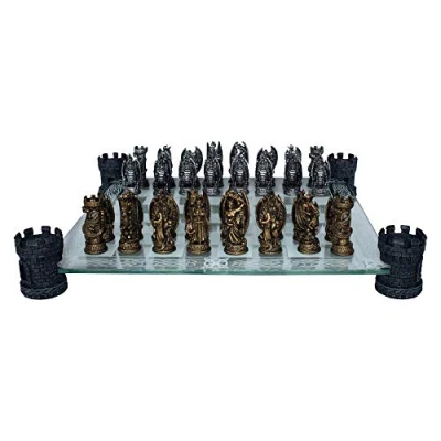 Image of Nemesis Now Kingdom Of The Dragon Chess Set 43cm Bronze