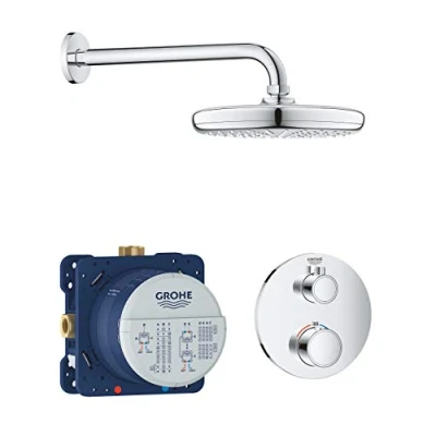 Image of Grohe Grohtherm Perfect Shower Set with Tempesta 210 Head and Thermostat, Chrome, 34726000