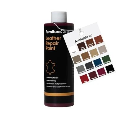 Image of Furniture Clinic Leather Repair Paint &amp; Dye Self Seal Colourant for Quick and Easy Suitable Sofas, Car Seat, Shoes, Handbag, More Bordeaux, 500ml