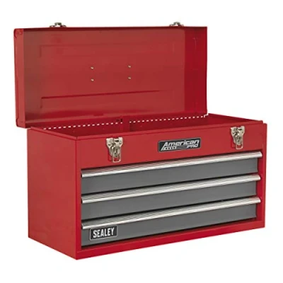 Image of Sealey American Pro Tool Chest 3 Drawer Portable with Ball Bearing Slides Red/Grey