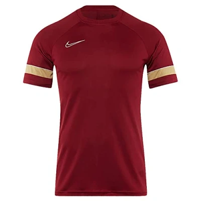 Image of Nike Boy&#039;s Dri FIT Academy 21 Short Sleeve, Team Red/White/Jersey Gold/White, S