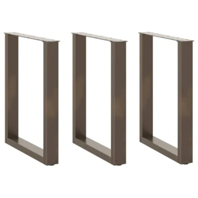 Image of vidaXL U Shaped Coffee Table Legs Powder Coated Steel, Adjustable Foot Levelers, Natural 70x72 73cm Set of 3