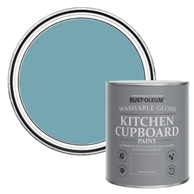 Image of Rust Oleum Blue Kitchen Cupboard Paint in Gloss Finish Belgrave 750ml
