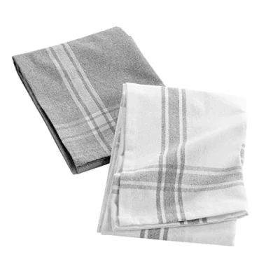 Image of Douceur d&#039;Intérieur, 50 x 70 cm Grey China Recycled Cotton Woven Tea Towels Cuisiline