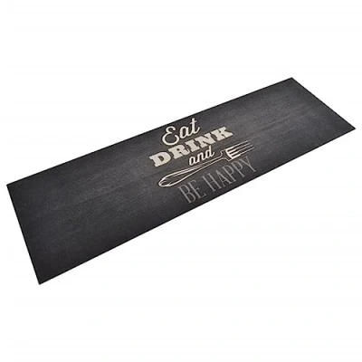 Image of vidaXL Kitchen Rug Anti Fatigue Mat Runner Machine Washable, Soft Black Velvet Top, Skid Resistant Latex Base, 180x60 cm, Multicolour
