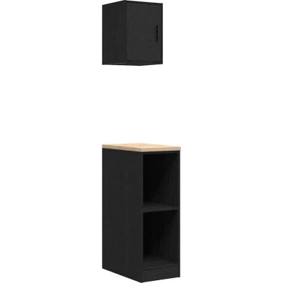 Image of vidaXL Garage Cabinets 2 pcs Black Engineered Wood
