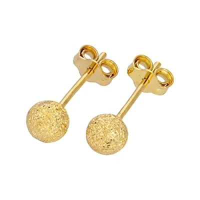 Image of Gold Dipped Frosted Sterling Silver Ball Stud Earrings 5mm