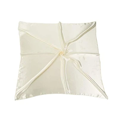 Image of Satin Silk Large 90cm X Square Plain Nautical Head Neck Scarfs Wrap (Cream)