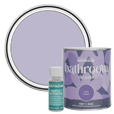 Image of Rust Oleum Purple Water Resistant Bathroom Tile Paint In Satin Wisteria 750Ml