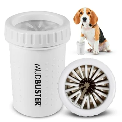 Image of Dexas MudBuster Portable Dog Paw Washer/Paw Cleaner, Medium, Bright White Special Edition