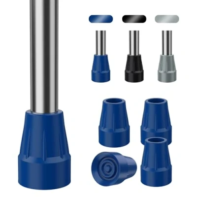Image of Supregear Rubber Ferrules for Crutches, 4 Pack 22 mm Heavy Duty Cane Tips, Sturdy Replacement Feet Canes, and Walking Sticks, Non Slip Durable, Dark Blue