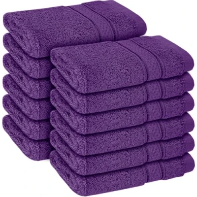 Image of ZZZMRH Face Cloths Pack of 12 100% Cotton, Premium Quality Soft Flannels, High Absorbent Cloth, Multipurpose Flannels &amp; Fingertip Towels (Purple Cloth)