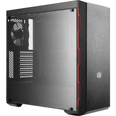 Image of Cooler Master MasterBox MCB B600L KANN S00 ATX Mid Tower, Sleek Design with Red Side Trim and Acrylic Panel