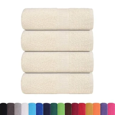Image of vidaXL Guest Towels 4 pcs Cream 30x50 cm 360 gsm 100% Cotton