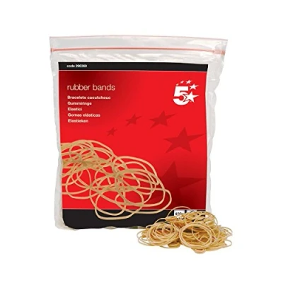Image of 5 Star Office Rubber Bands No.16 Each 63x1.5mm Approx 2000 [Bag 0.454kg], Brown