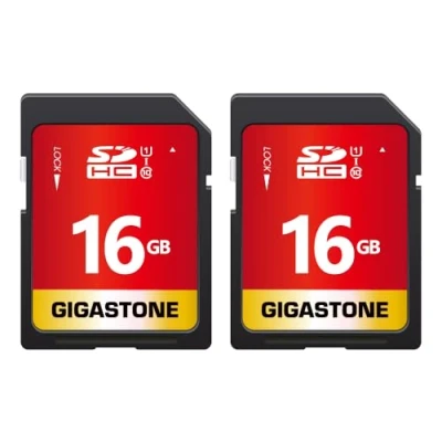 Image of Gigastone 16GB SDHC Memory Card, Pack of 2 Cards, Prime Series, Up to 80MB/s Transfer Speeds for Photos, Videos, Music, Files, Camcorder, Camera, PC, Class 10 U1 UHS I