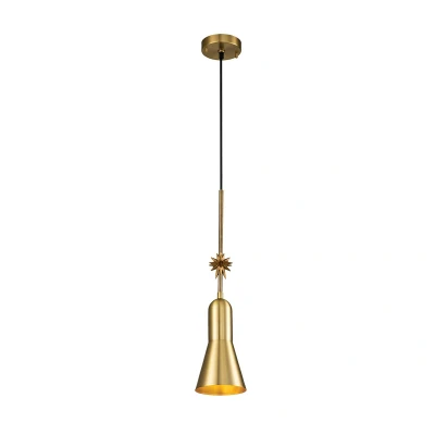 Image of Etoile Dome Pendant Ceiling Light, Aged Brass and Gold Leaf