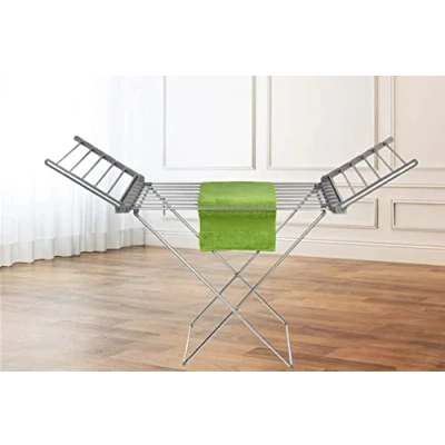 Image of DWD Electric Heated 230w Clothes Airer with Wings Indoor Rack Stable Legs 5 Min Heating 45 55℃ Constant Temperature Max Load 15Kg Foldable Design Silver Energy Efficent Low Cost Laundry Dryer