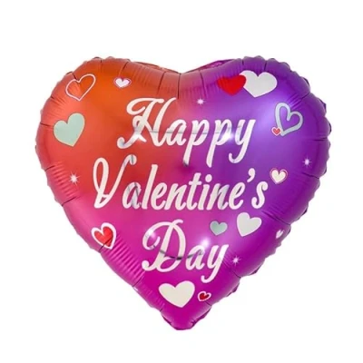 Image of Pink Purple Valentines Day Heart Foil Balloon, 45cm (2 pack)