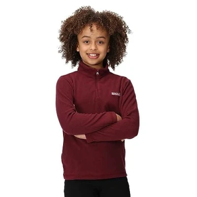 Image of Regatta Boys &amp; Girls Hot Shot II Half Zip Fleece Top Burgundy