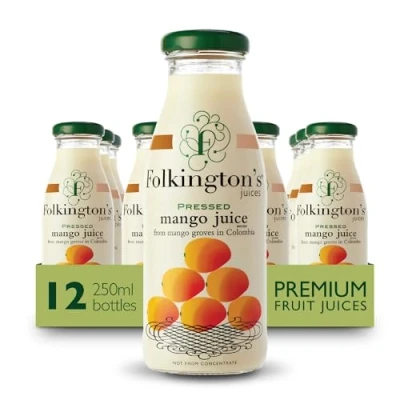 Image of Folkington&#039;s Fruit Juice, Mango 12 Glass Bottles, Pure Multipack x 250 ml